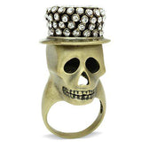 3W013 - Antique Copper White Metal Ring with Top Grade Crystal in Clear - Alamode - Flyclothing LLC