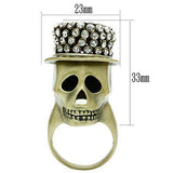 3W013 - Antique Copper White Metal Ring with Top Grade Crystal in Clear - Alamode - Flyclothing LLC