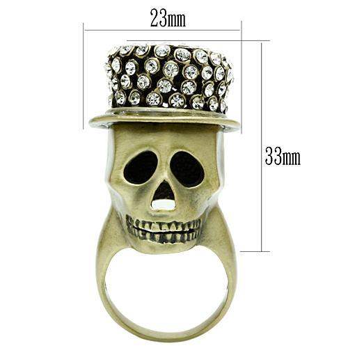 3W013 - Antique Copper White Metal Ring with Top Grade Crystal in Clear - Alamode - Flyclothing LLC