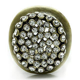 3W013 - Antique Copper White Metal Ring with Top Grade Crystal in Clear - Alamode - Flyclothing LLC