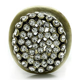 3W013 - Antique Copper White Metal Ring with Top Grade Crystal  in Clear - Alamode