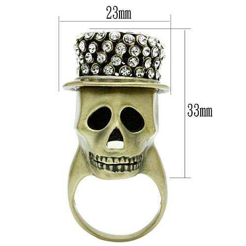 3W013 - Antique Copper White Metal Ring with Top Grade Crystal in Clear - Alamode - Flyclothing LLC