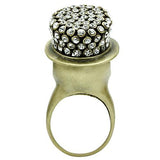 3W013 - Antique Copper White Metal Ring with Top Grade Crystal  in Clear - Alamode