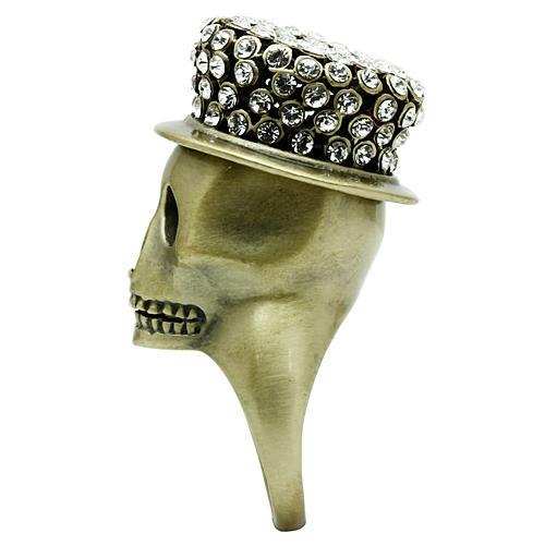 3W013 - Antique Copper White Metal Ring with Top Grade Crystal in Clear - Alamode - Flyclothing LLC