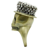 3W013 - Antique Copper White Metal Ring with Top Grade Crystal in Clear - Alamode - Flyclothing LLC