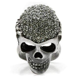 3W015 - Antique Silver White Metal Ring with Top Grade Crystal in Black Diamond - Alamode - Flyclothing LLC