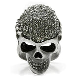 3W015 - Antique Silver White Metal Ring with Top Grade Crystal  in Black Diamond - Alamode