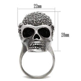 3W015 - Antique Silver White Metal Ring with Top Grade Crystal in Black Diamond - Alamode - Flyclothing LLC