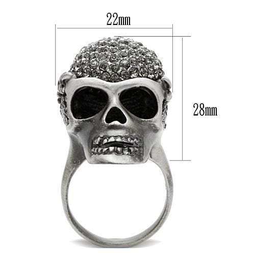 3W015 - Antique Silver White Metal Ring with Top Grade Crystal in Black Diamond - Alamode - Flyclothing LLC