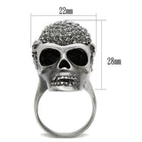 3W015 - Antique Silver White Metal Ring with Top Grade Crystal  in Black Diamond - Alamode