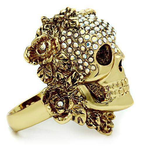 3W017 - Gold White Metal Ring with Top Grade Crystal in Aurora Borealis (Rainbow Effect) - Alamode - Flyclothing LLC