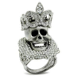 3W018 - Matte Rhodium & Rhodium White Metal Ring with Top Grade Crystal in Clear - Alamode - Flyclothing LLC