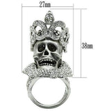 3W018 - Matte Rhodium & Rhodium White Metal Ring with Top Grade Crystal in Clear - Alamode - Flyclothing LLC