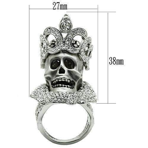 3W018 - Matte Rhodium & Rhodium White Metal Ring with Top Grade Crystal in Clear - Alamode - Flyclothing LLC
