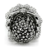 3W018 - Matte Rhodium & Rhodium White Metal Ring with Top Grade Crystal  in Clear - Alamode