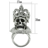 3W018 - Matte Rhodium & Rhodium White Metal Ring with Top Grade Crystal  in Clear - Alamode
