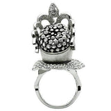 3W018 - Matte Rhodium & Rhodium White Metal Ring with Top Grade Crystal in Clear - Alamode - Flyclothing LLC