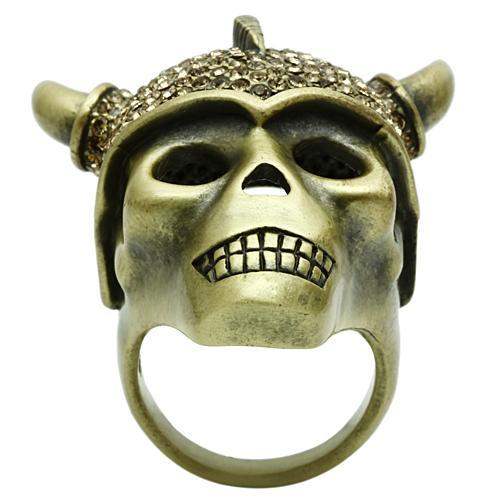3W019 - Antique Copper White Metal Ring with Top Grade Crystal in Citrine Yellow - Alamode - Flyclothing LLC