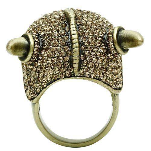 3W019 - Antique Copper White Metal Ring with Top Grade Crystal in Citrine Yellow - Alamode - Flyclothing LLC