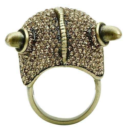 3W019 - Antique Copper White Metal Ring with Top Grade Crystal in Citrine Yellow - Alamode - Flyclothing LLC