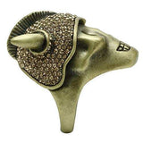 3W019 - Antique Copper White Metal Ring with Top Grade Crystal in Citrine Yellow - Alamode - Flyclothing LLC