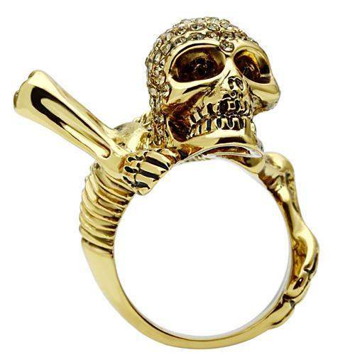 3W020 - Gold White Metal Ring with Top Grade Crystal in Citrine Yellow - Alamode - Flyclothing LLC