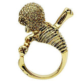 3W020 - Gold White Metal Ring with Top Grade Crystal in Citrine Yellow - Alamode - Flyclothing LLC