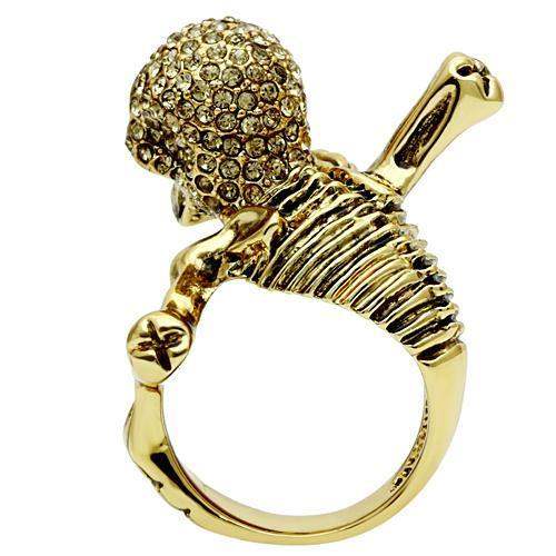 3W020 - Gold White Metal Ring with Top Grade Crystal in Citrine Yellow - Alamode - Flyclothing LLC