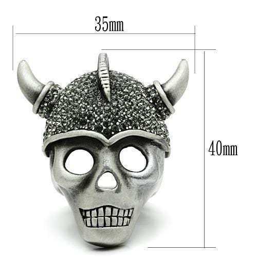 3W021 - Antique Silver White Metal Ring with Top Grade Crystal in Black Diamond - Alamode - Flyclothing LLC