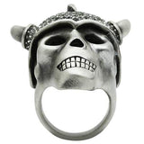 3W021 - Antique Silver White Metal Ring with Top Grade Crystal in Black Diamond - Alamode - Flyclothing LLC
