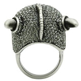 3W021 - Antique Silver White Metal Ring with Top Grade Crystal  in Black Diamond - Alamode