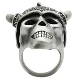 3W021 - Antique Silver White Metal Ring with Top Grade Crystal  in Black Diamond - Alamode