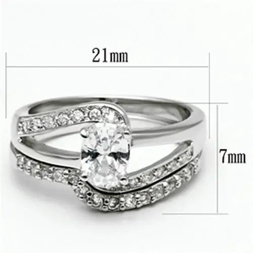 3W022 - Rhodium Brass Ring with AAA Grade CZ in Clear - Alamode - Flyclothing LLC