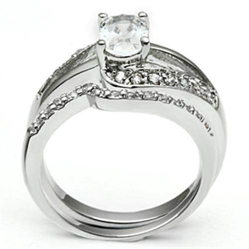 3W022 - Rhodium Brass Ring with AAA Grade CZ in Clear - Alamode - Flyclothing LLC