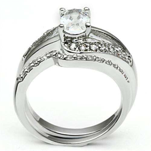 3W022 - Rhodium Brass Ring with AAA Grade CZ in Clear - Alamode - Flyclothing LLC