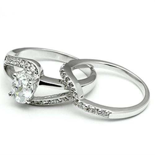 3W022 - Rhodium Brass Ring with AAA Grade CZ in Clear - Alamode - Flyclothing LLC