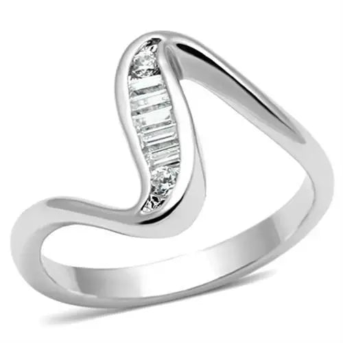 3W024 - Rhodium Brass Ring with AAA Grade CZ in Clear - Alamode - Flyclothing LLC