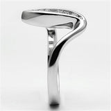 3W024 - Rhodium Brass Ring with AAA Grade CZ  in Clear - Alamode