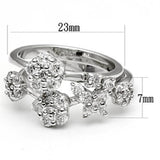 3W026 - Rhodium Brass Ring with AAA Grade CZ  in Clear