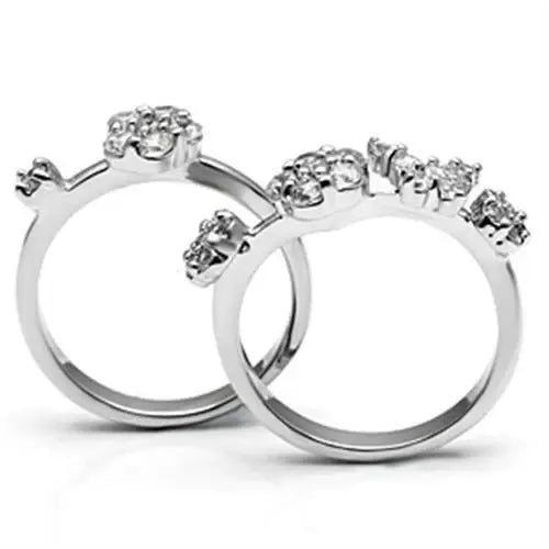 3W026 - Rhodium Brass Ring with AAA Grade CZ in Clear - Alamode - Flyclothing LLC