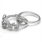 3W026 - Rhodium Brass Ring with AAA Grade CZ in Clear - Alamode - Flyclothing LLC