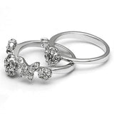 3W026 - Rhodium Brass Ring with AAA Grade CZ  in Clear - Alamode