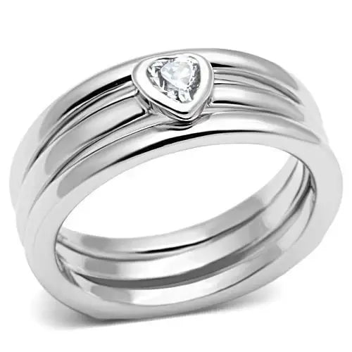 3W027 - Rhodium Brass Ring with AAA Grade CZ in Clear - Alamode - Flyclothing LLC