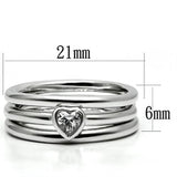 3W027 - Rhodium Brass Ring with AAA Grade CZ  in Clear - Alamode