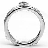 3W027 - Rhodium Brass Ring with AAA Grade CZ in Clear - Alamode - Flyclothing LLC