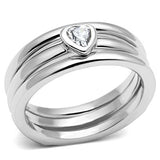 3W027 - Rhodium Brass Ring with AAA Grade CZ  in Clear - Alamode