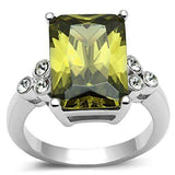 3W029 - Rhodium Brass Ring with AAA Grade CZ in Olivine color - Alamode - Flyclothing LLC