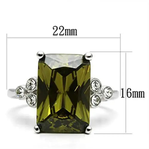 3W029 - Rhodium Brass Ring with AAA Grade CZ in Olivine color - Alamode - Flyclothing LLC