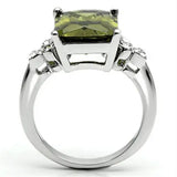 3W029 - Rhodium Brass Ring with AAA Grade CZ in Olivine color - Alamode - Flyclothing LLC