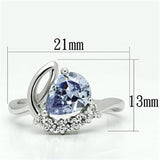 3W030 - Rhodium Brass Ring with AAA Grade CZ  in Light Amethyst - Alamode